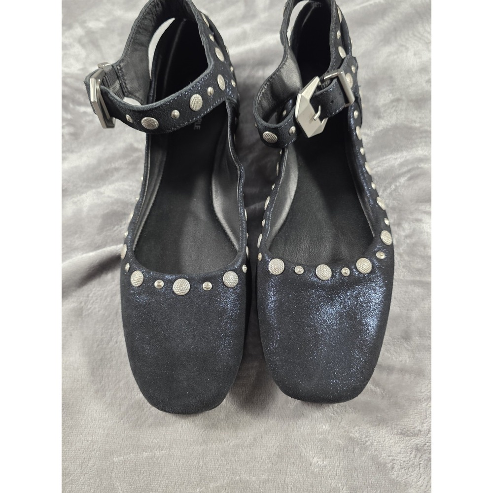 Free People Black Studded Ankle-Strap Flats - Picture 2 of 8
